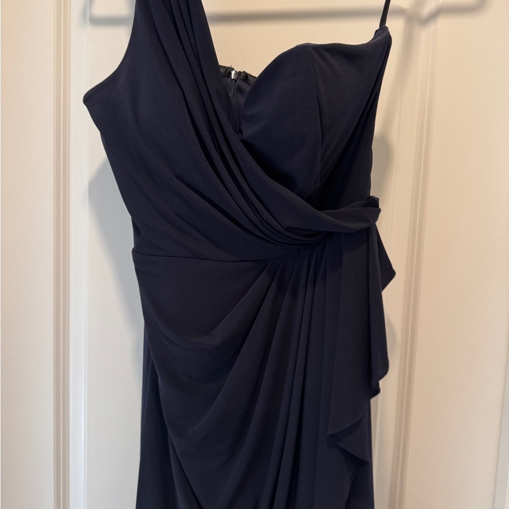 Xscape One Shoulder Dark Blue Dress
